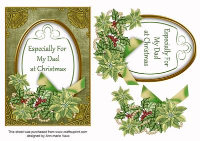 Olive Poinsettia Dad at Christmas Oval 7x5 Step by Step