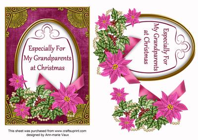 Cerise Poinsettia Grandparents Christmas 7x5 Step by Step