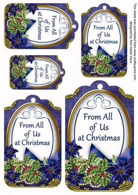 Dark Blue Poinsettia from All of Us Sentiment Tag Sheet