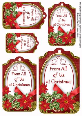 Red Poinsettia from All of Us Sentiment Tag Sheet