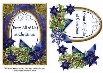 Dark Blue Poinsettia from All of Us Oval 7x5in Step by Step