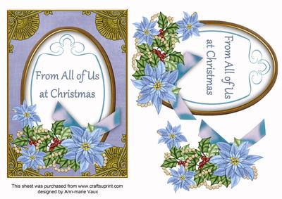 Pale Blue Poinsettia from All of Us Oval 7x5in Step by Step