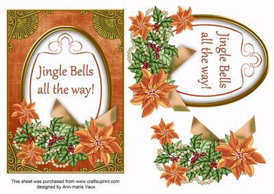 Borange Poinsettia Jingle Bells Oval 7x5in Step by Step