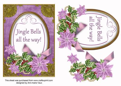 Lilac Poinsettia Jingle Bells Oval 7x5in Step by Step
