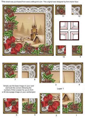 Snow Steeple Poinsettia 5in All 4 Corner Stacker