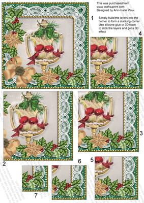 Lovebirds Green Poinsettia 5in Single Corner Stacker