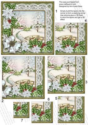 Pretty Snowscene Green Poinsettia 5in Single Corner Stacker