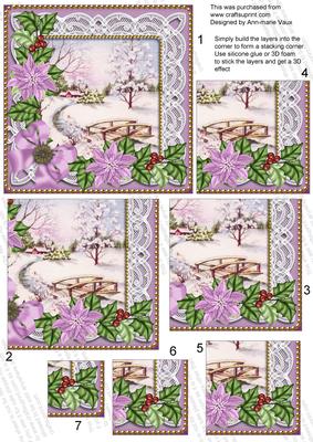 Pretty Snowscene Lilac Poinsettia 5in Single Corner Stacker