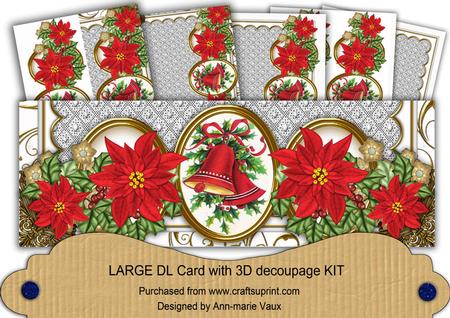 Christmas Bells Ink Saver! Large Dl Decoupage Card Kit