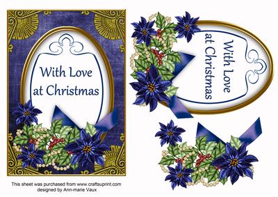 Dblue Poinsettia Love at Christmas Oval 7x5in Step by Step