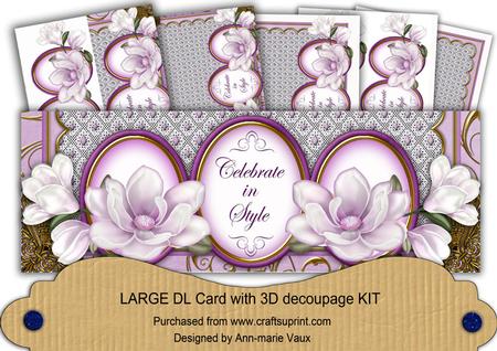 Lilac Magnolia Celebrate in Style Dl Decoupage Card Kit