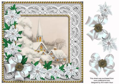 Silver Ice Church Poinsettia 8in Decoupage Step by Step