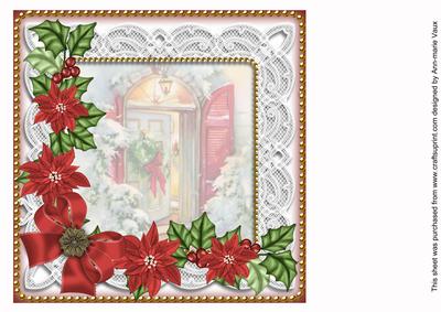 Christmas Door Poinsettia 8in Matching Card Insert Panel