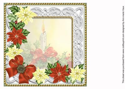 Single Candle Green Poinsettia 8in Matching Insert Panel