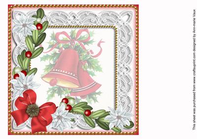 Christmas Bells Red Poinsettia 8in Matching Insert Panel