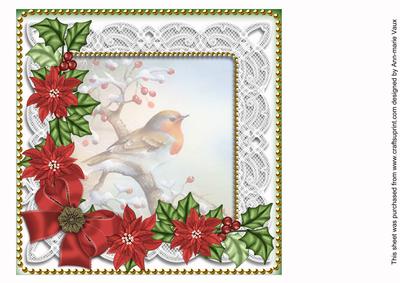 Red Robin Green Poinsettia 8in Matching Insert Panel