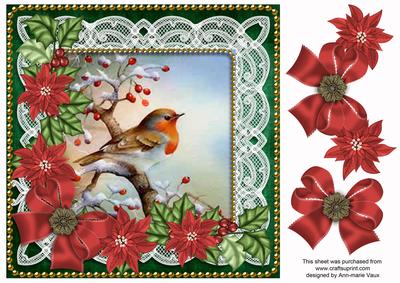 Red Robin Green Poinsettia 8in Decoupage Step by Step
