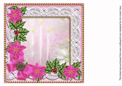 Pink Candles Poinsettia 8in Matching Insert Panel