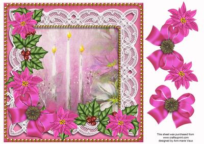 Pink Candles Poinsettia 8in Decoupage Step by Step