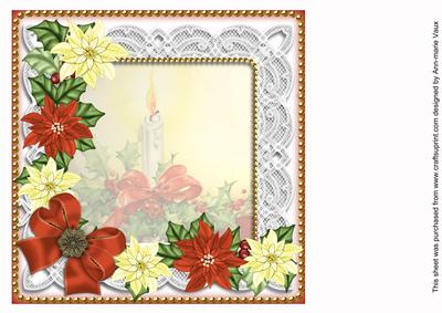 Single Candle Red Poinsettia 8in Matching Insert Panel