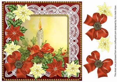 Single Candle Red Poinsettia 8in Decoupage Step by Step