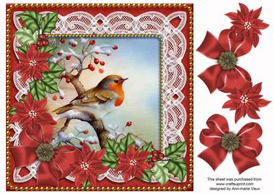 Red Robin Red Poinsettia 8in Decoupage Step by Step