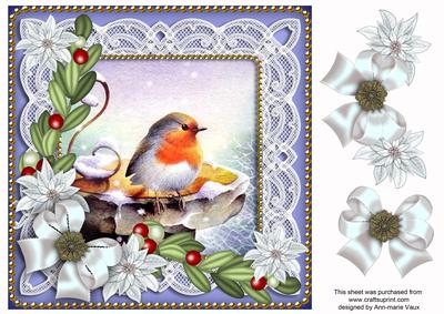 Blue Robin Poinsettia 8in Decoupage Step by Step