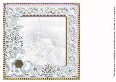 Blue Village Church Poinsettia 8in Matching Insert Panel