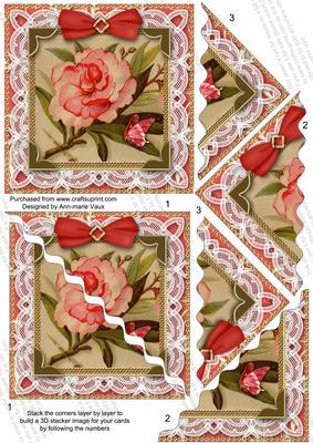 Lace Oriental Peony 5in Scallop Triangle Corner Stacker