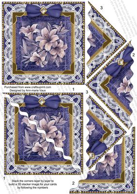 Lace Blue Lily 5in Scallop Triangle Corner Stacker