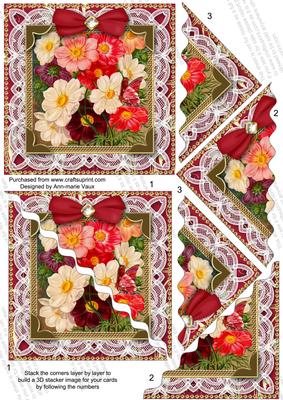 Lace Dahlia Bunch 5in Scallop Triangle Corner Stacker