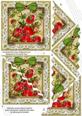 Lace Dogrose Butterfly 5in Scallop Triangle Corner Stacker