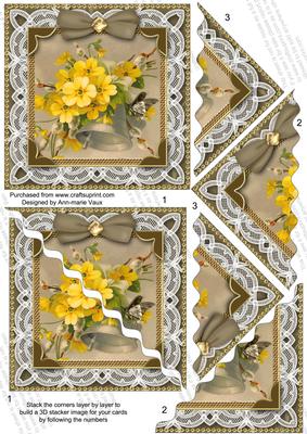 Lace Primroses 5in Scallop Triangle Corner Stacker