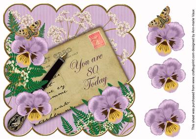 Lilac Pansy 80 Today 8in Scallop Decoupage Step by Step