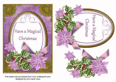 Lilac Poinsettia Magical Christmas Oval 7x5in Step by Step