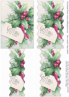 Greetings of the Season Holly Wavy Centre Stacker