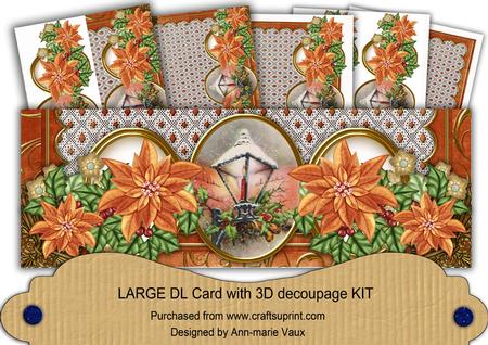 Borange Poinsettia Christmas Lantern Large Dl Card Kit