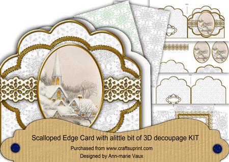 Ice Church Flake Sil Anglaise Scallop 3D Decoupage Card Kit