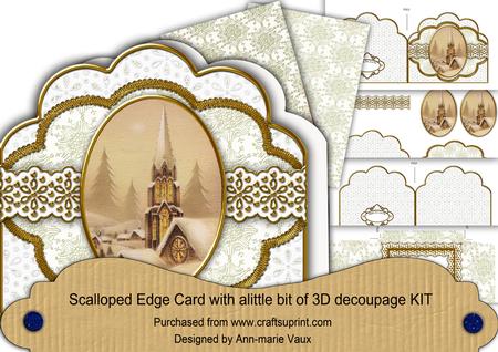 Snow Steeple Flake Anglaise Scallop 3D Decoupage Card Kit