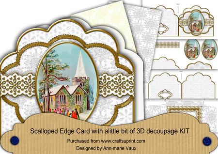 Christmas Service Flake Anglaise Scallop 3D Decoupage Kit
