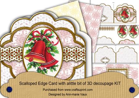 Christmas Bells P Flake Anglaise Scallop 3D Decoupage Kit