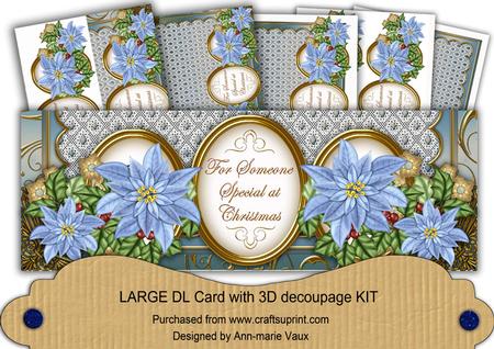 Pale Blue Poinsettia Someone Special Large Dl Card Kit