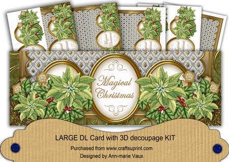 Olive Poinsettia Magical Christmas Large Dl Card Kit