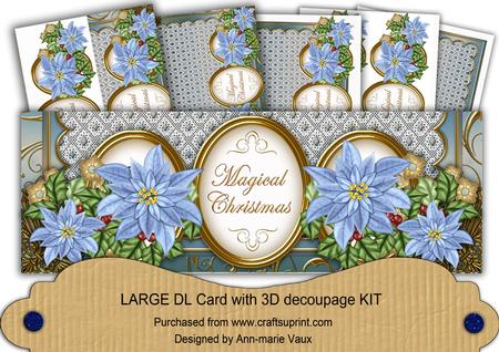 Pale Blue Poinsettia Magical Christmas Large Dl Card Kit