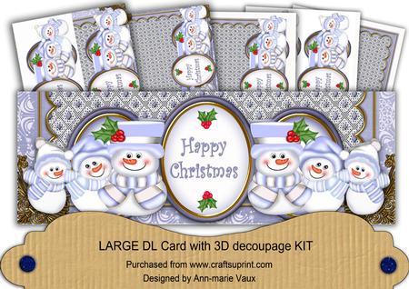 Blue Snowman Happy Christmas Large Dl Card Kit