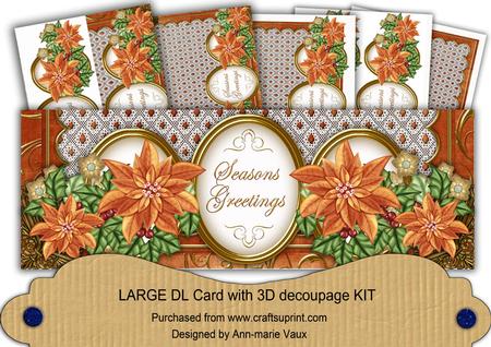 Borange Poinsettia Seasons Greetings Large Dl Card Kit