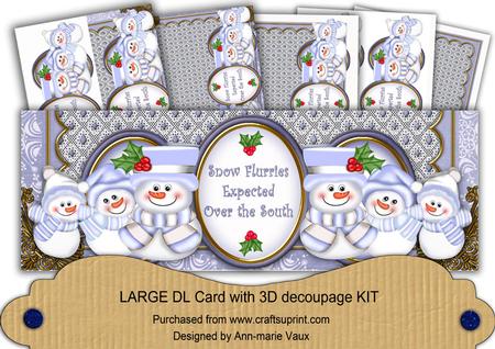 Blue Snowman Flurries Down South Large Dl Card Kit