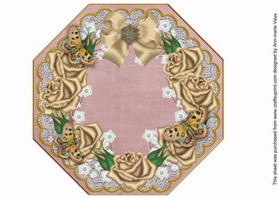 Coffee Rose Dpink Lace Octagon 8inch Picture Sheet