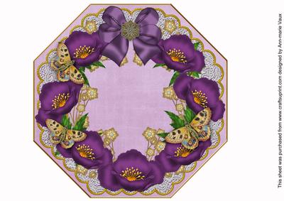 Purple Poppy Lace Octagon 8inch Picture Sheet