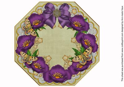 Purple Poppy Olive Lace Octagon 8inch Picture Sheet